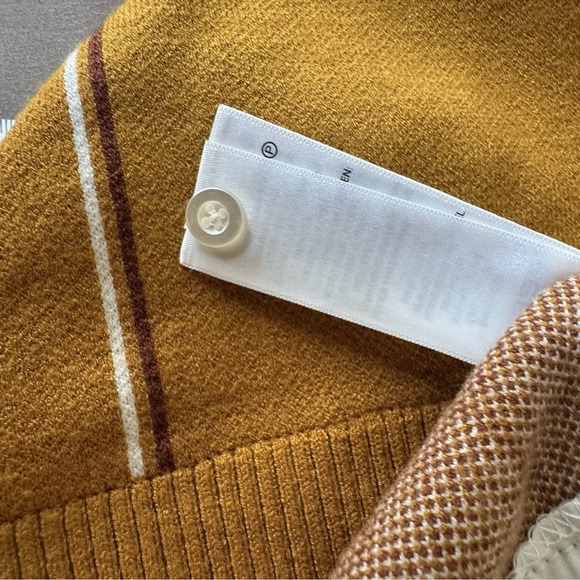 JNY Jones New York Blouse And Sweater V-Neck White Brown Gold Women's S Preppy - Picture 7 of 7